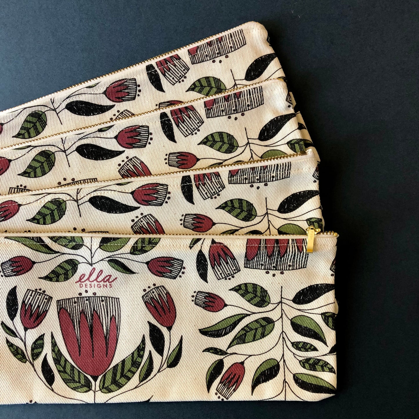 33cm Pencil Bags | Yda in Dusty Pink & Green